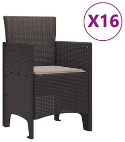 Conjunto de Jantar para Jardim 17 pcs Castanho Largo