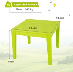 Mesa de actividades para crianças para brincar, desenhar e ler Verde