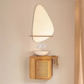 Conjunto De Móvel De Casa De Banho Suspenso 60x40 Cm Em Madeira De Teca Georgy Madeira De Teca & Cimento Redondo Branco Ø40 Cm Zavion & - Sklum