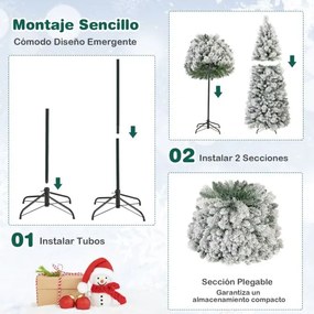 Árvore de Natal decorativa artificial de 180 cm com agulhas de pinheiro 517 pontas de ramos 170 luzes LED brancas quentes Secção dobrável Verde