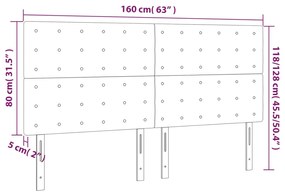 Cabeceira cama c/ LED tecido 160x5x118/128 cm crème