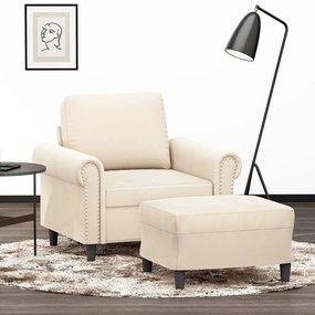 vidaXL Poltrona com apoio de pés 60 cm veludo cor creme