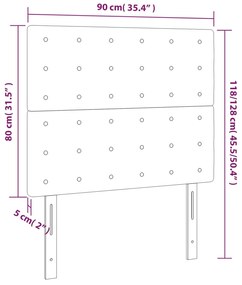 Cabeceira de cama c/ LED tecido 90x5x118/128cm crème