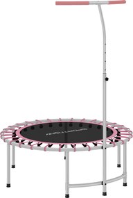 SPORTNOW Trampolim de Fitness Adultos Ø102 cm com Pega Ajustável de 5 Níveis Estrutura em Aço para Treino de Pernas Corpo Rosa | Aosom Portugal