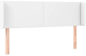 Cabeceira de cama c/ LED couro artificial 147x16x78/88cm branco