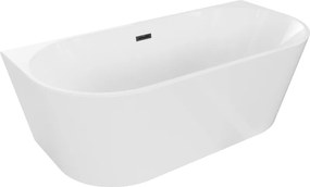 Mexen Oval banheira oval freestanding encostada à parede 170 x 80 cm, branca, com transbordo preto - 52671708000-70