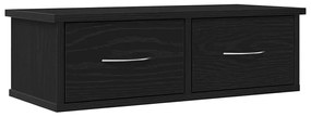 Prateleira de gaveta montada na parede vidaXL Preto Carvalho 60x26x18,