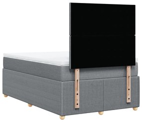 Cama boxspring com colchão 120x190 cm tecido cinzento-claro