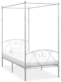 vidaXL Estrutura de cama com dossel metal branco 90x200 cm