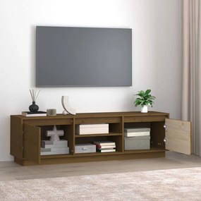 Móvel de TV 140x35x40 cm madeira de pinho maciça castanho-mel
