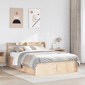 Estrutura de cama com cabeceira 140x200 cm pinho maciço