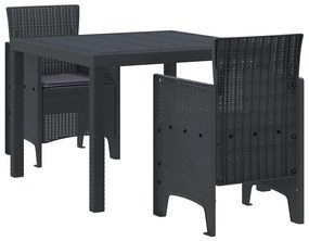 Conjunto de Jantar para Jardim 3 pcs Antracite