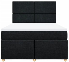Cama com molas/colchão 140x190 cm tecido preto