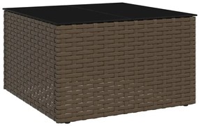2 pcs conjunto lounge de jardim c/ almofadões vime PE castanho