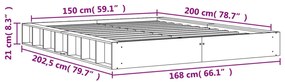 Estrutura de cama 150x200 cm madeira pinho maciça castanho cera