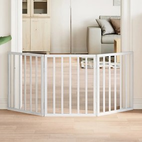 vidaXL Portão para cães dobrável 3 painéis 150 cm álamo branco