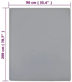 Lençol ajustável 90x200 cm algodão jersey cinza