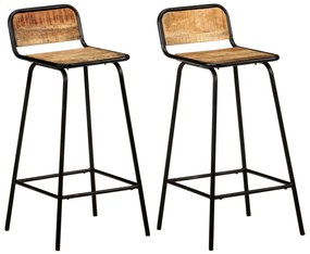 vidaXL Cadeiras de bar 2 pcs madeira de mangueira maciça
