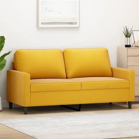 vidaXL Sofá de 2 lugares veludo 140 cm amarelo