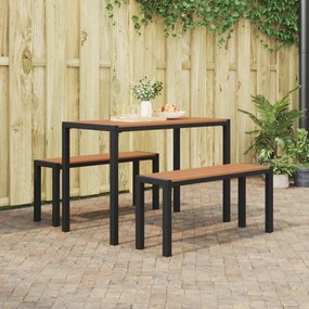 Conjunto de Jantar de Jardim 3 Peças em Aço e WPC Castanho