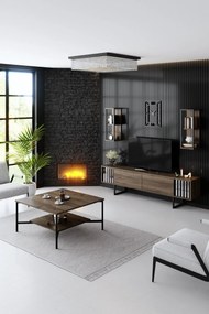 Mesa de Centro Black Line – Nogueira/Preto – 80 cm x 80 cm x 40 cm