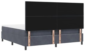 Cama Box com Colchão e LED vidaXL Cinza Escuro 200x200 cm Veludo