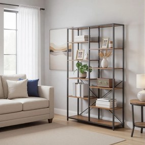 Estante para sala, escritório com 5 prateleiras 30 x 100 x 170 cm, estante de arrumação castanho-preto