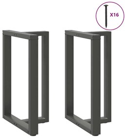 Pés para mesa de bar em forma de T, 2 peças, antracite, 60x35x(90-91)