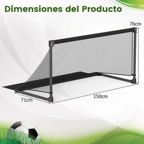 Baliza de futebol infantil 150 x 71 x 76 cm portátil com estrutura metálica dobrável, estacas para fixação no solo, montagem simples, para maiores de