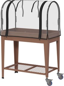 Outsunny Mesa Cultivo Rodas Horta Urbana Elevada Cobertura Estufa Cultivar Plantas Flores 80x40x120 cm Marróm | Aosom Portugal