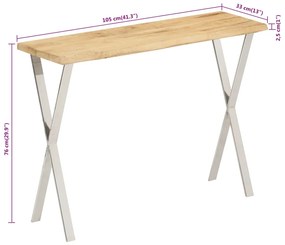 Mesa consola c/ borda viva 105x33x76cm madeira mangueira maciça