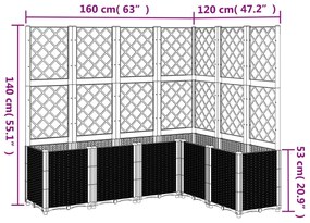Vaso/floreira jardim c/ treliça 160x120x140 cm PP cinza-claro