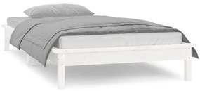 Estrutura de cama c/ luzes LEDs 100x200cm madeira maciça branco