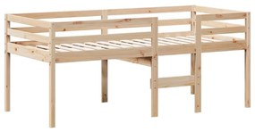 Cama alta com telhado 90x190 cm pinho maciço castanho-mel