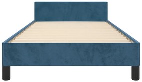 Estrutura de cama c/ cabeceira 100x200 cm veludo azul-escuro