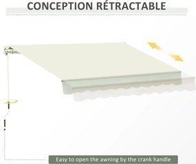 Toldo manual retrátil 295 x 245 cm para terraço, com manivela, ângulo ajustável entre 45° e 85°, em alumínio e poliéster 280 g/m², para terraço, varan
