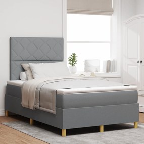 Cama Box Spring com Colchão Cinza Claro 120x200 cm Tecido