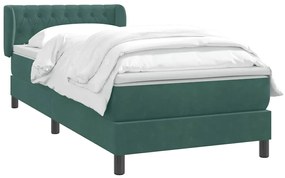 Cama com molas/colchão verde-escuro 80x220 cm veludo