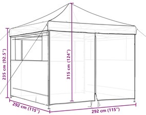 Tenda p/ festas pop-up dobrável com 4 paredes laterais castanho