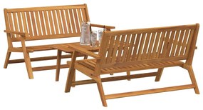 Conjunto com 3 Cadeiras e Mesa de Madeira Sólida de Acácia