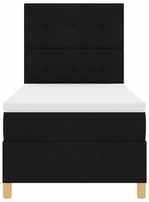 Cama Box com Colchão e LED Preto 100x200 cm Tecido