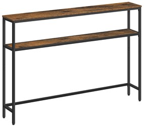 Mesa consola estreita com 2 prateleiras 20 x 120 x 80 cm Preto e castanho Vintage