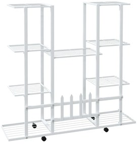 Suporte de vasos c/ rodas 94,5x24,5x91,5 cm ferro branco
