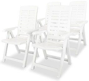 vidaXL Cadeiras de jardim reclináveis 4 pcs plástico branco