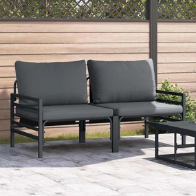 vidaXL Móveis para Exterior com almofada 2 pcs Antracite Aço