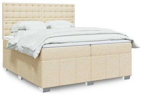 Cama com molas/colchão 200x200 cm tecido cor creme