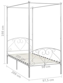 Estrutura de cama com dossel metal branco 90x200 cm