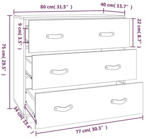 Mesa consola 80x40x75 cm madeira de pinho maciça cinza