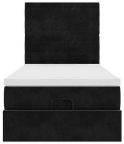 Estrutura de cama otomana vidaXL com colchões preto 100x200cm Veludo
