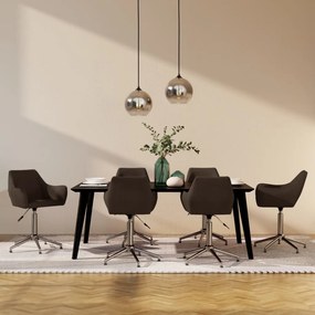 vidaXL Cadeiras de jantar giratórias 6 pcs tecido castanho